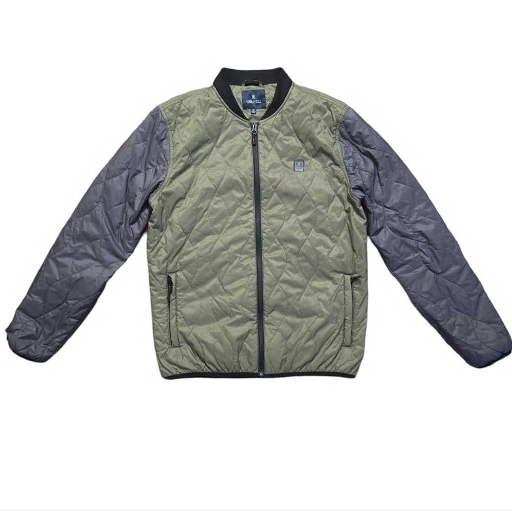 Roark Olive Green and Grey Quilted Primaloft Insulated Zip Up Bomber Jacket